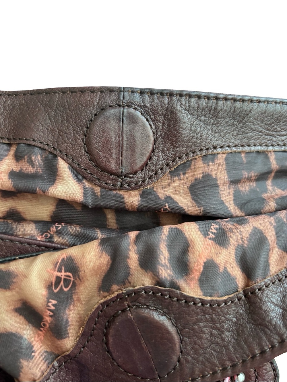 b. makowsky chocolate brown and Tan Leopard Fringe Shoulder Bag - Picture 9 of 13